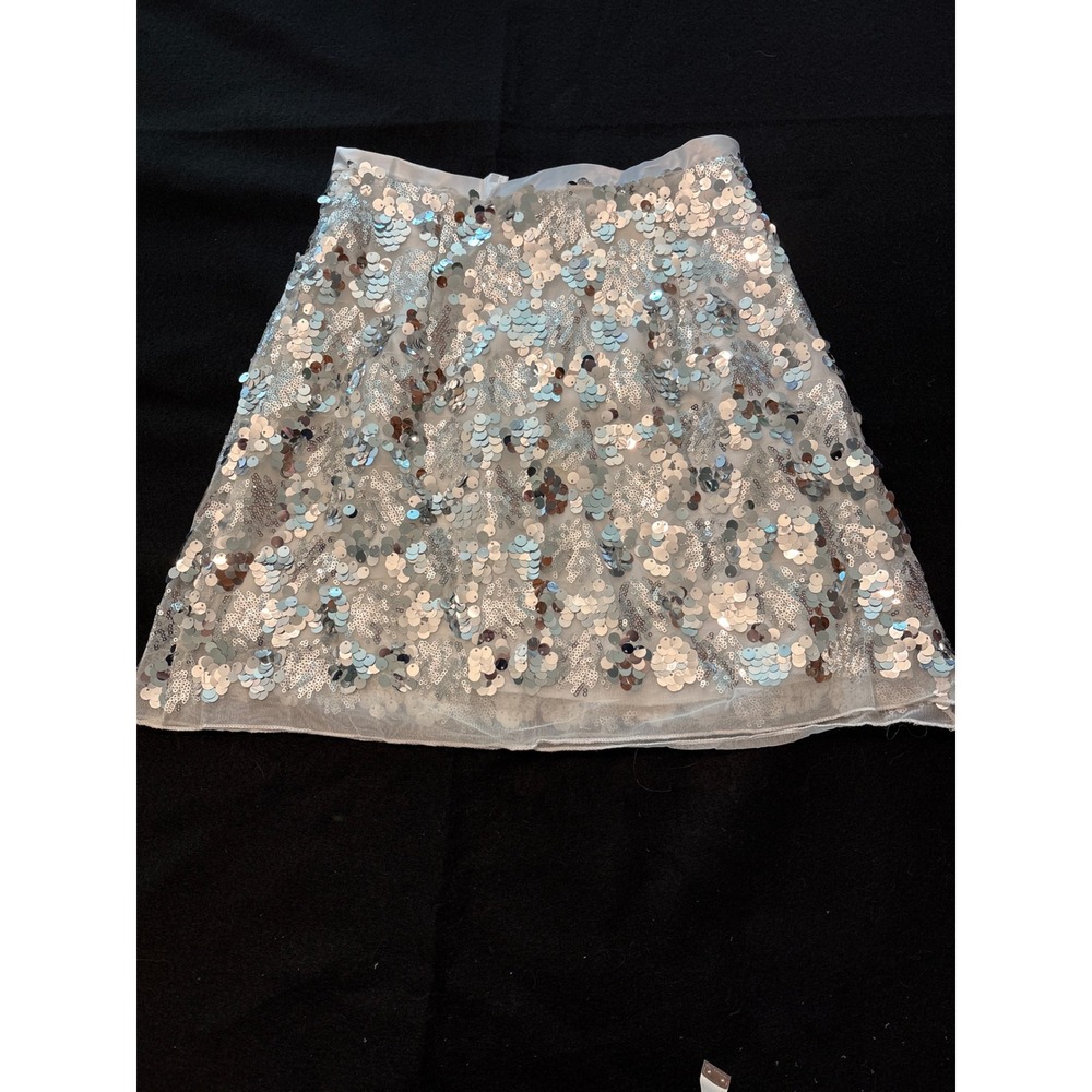 Nasty Gal Sequin Mini Skirt Womens 6 Silver Excellent Zip Back Glam Party